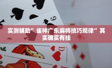 实测辅助”雀神广东麻将技巧规律”其实确实有挂