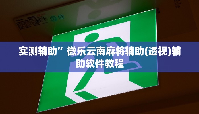 实测辅助”微乐云南麻将辅助(透视)辅助软件教程