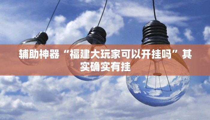 辅助神器“福建大玩家可以开挂吗”其实确实有挂